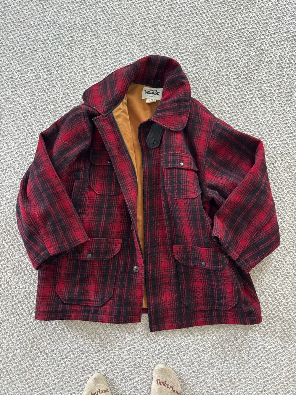 Vintage Woolrich Red and Black Plaid Wool Men’s Coat
